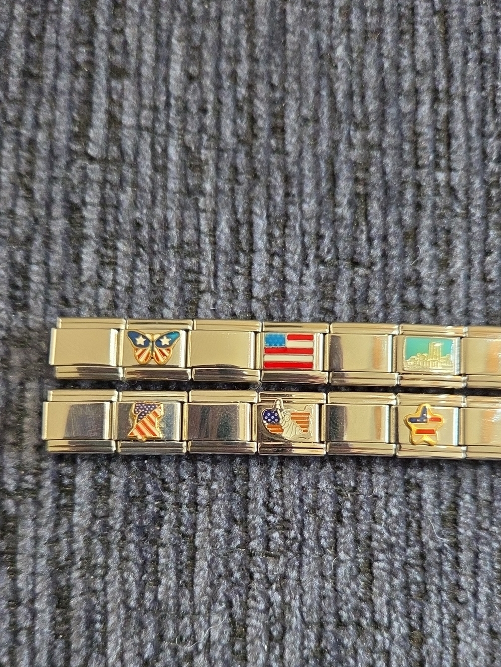 Italian Charm Bracelet American Flag Heart Stretch Bracelet - Picture 5 of 8